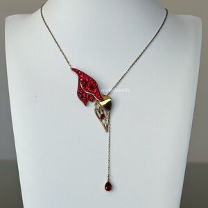 Atelier Swarovski Red Gold Tone Graceful Bloom Adjustable Statement Necklace